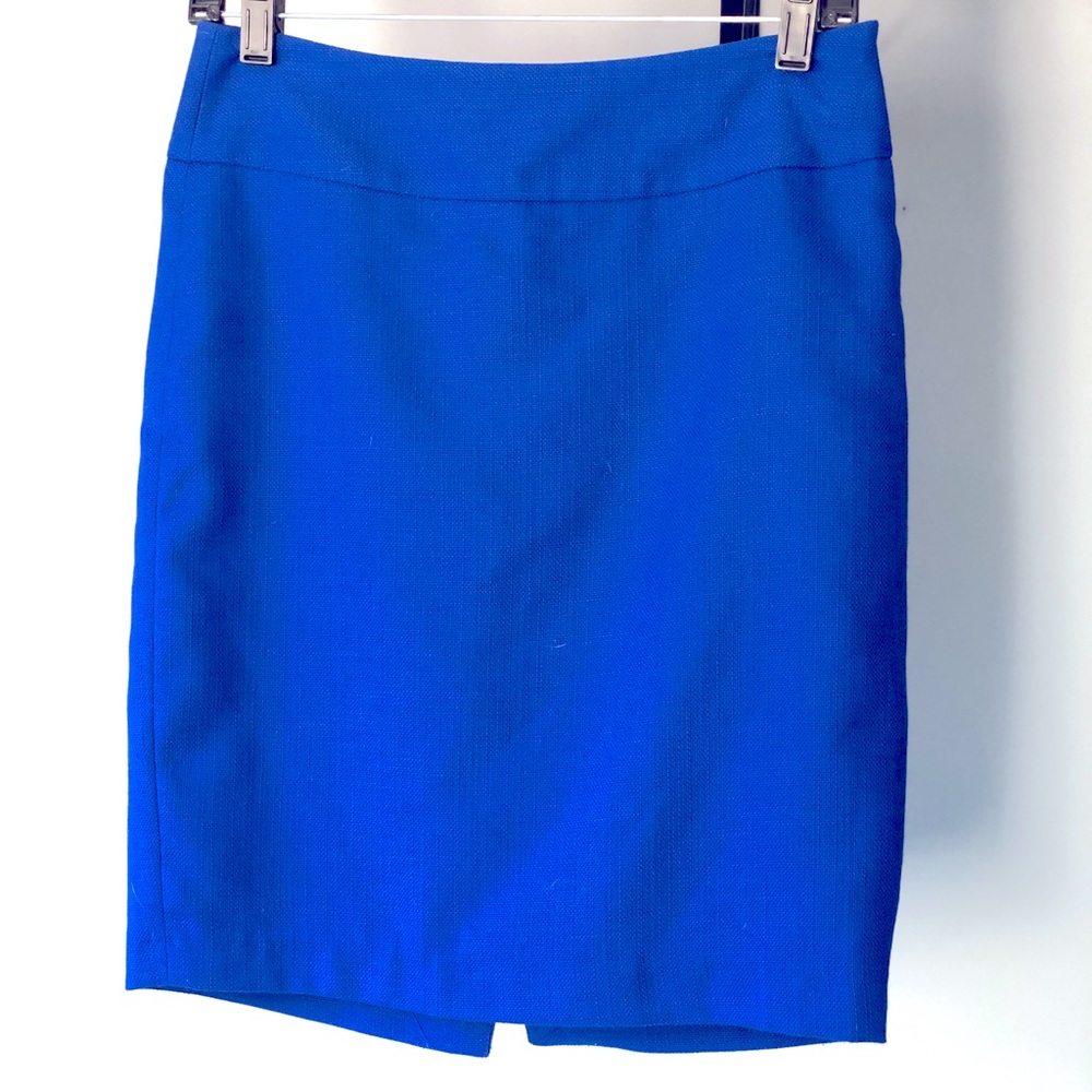 Blue high waisted pencil skirt